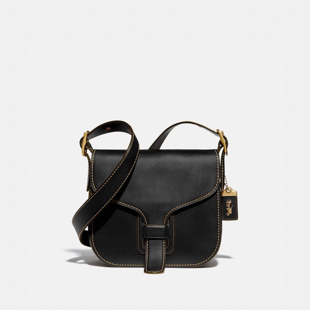 COACH®,COURIER BAG,Glovetan Leather,Medium,Brass/Black,Front View