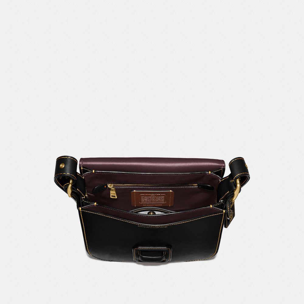 COACH®,COURIER BAG,Glovetan Leather,Medium,Brass/Black,Inside View,Top View