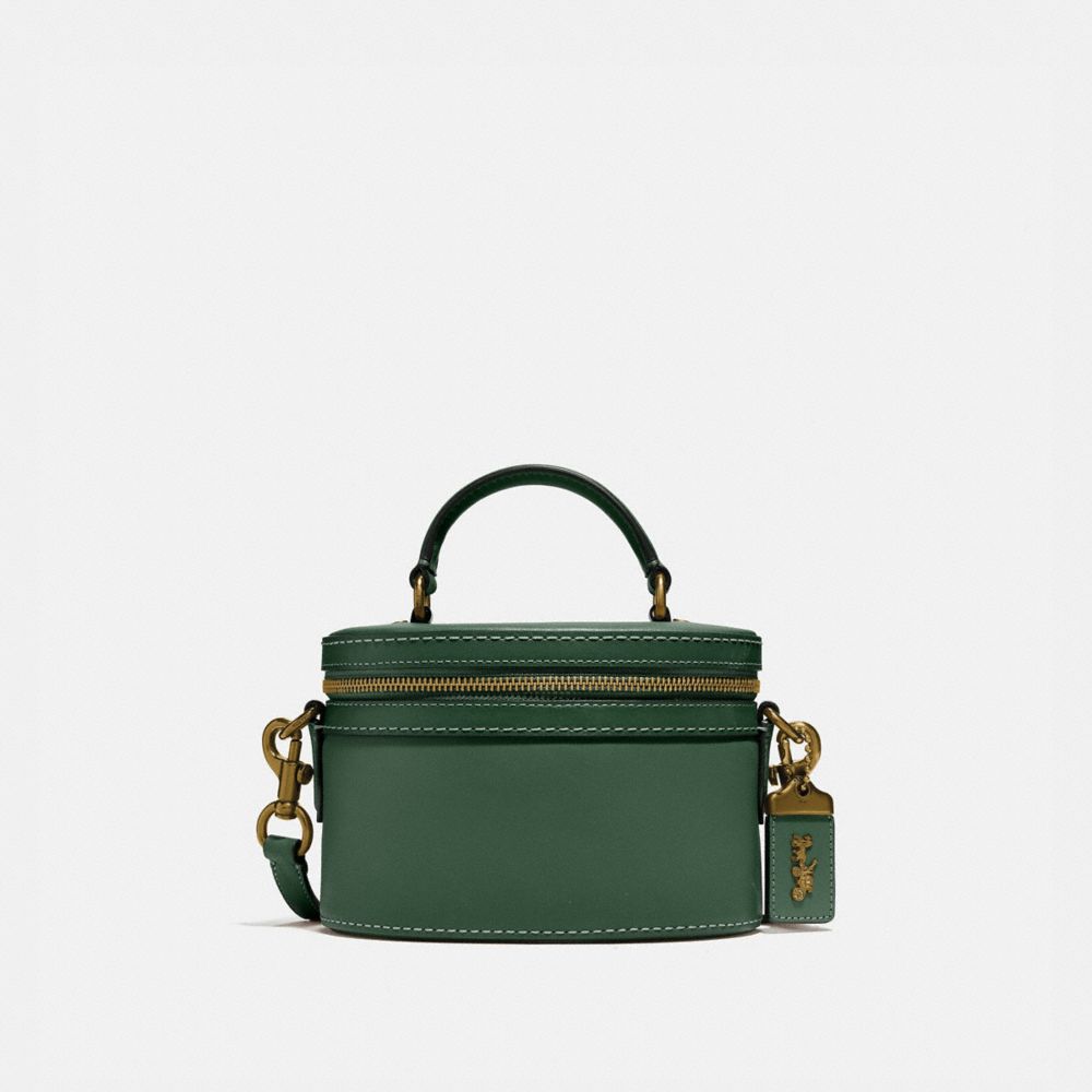 COACH®,TRAIL BAG,Leather,Brass/Hunter Green,Front View