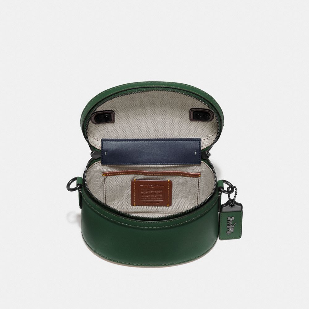 COACH®,TRAIL BAG,Leather,Brass/Hunter Green,Inside View,Top View