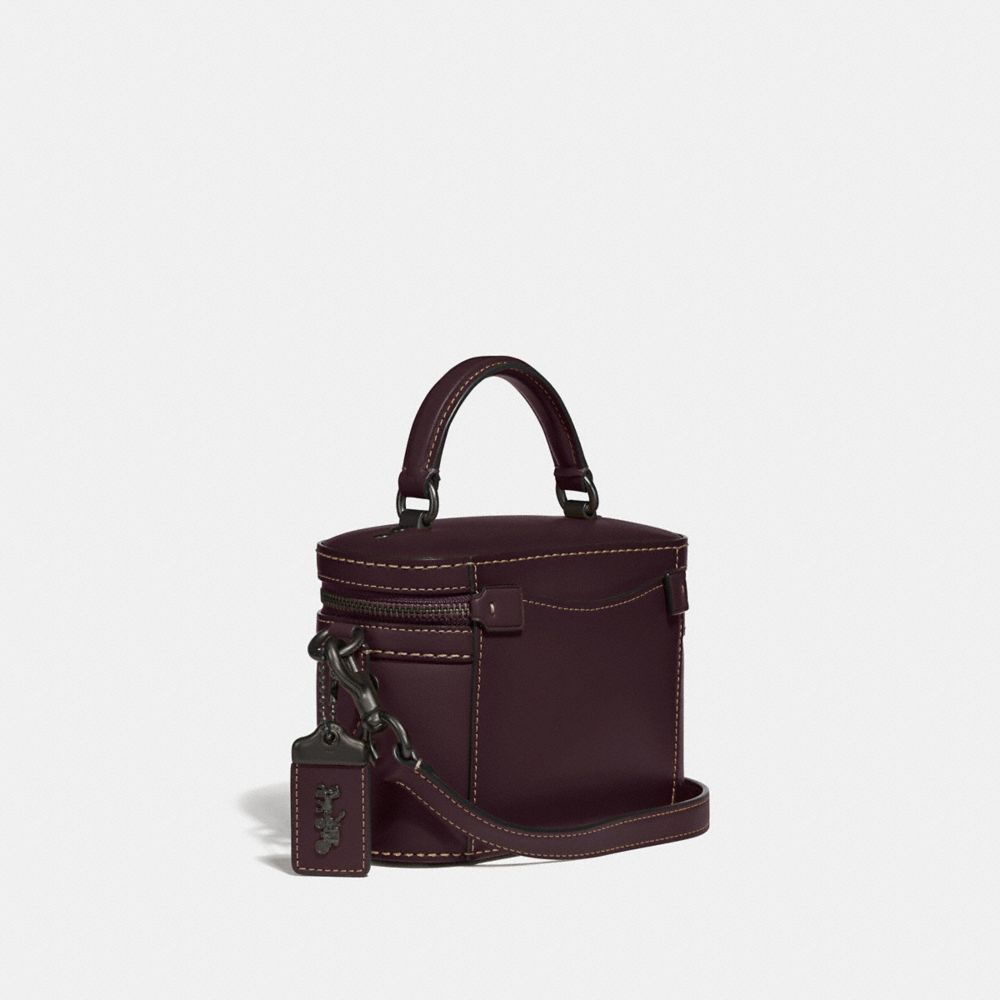 COACH®,TRAIL BAG,Leather,Pewter/Oxblood,Angle View