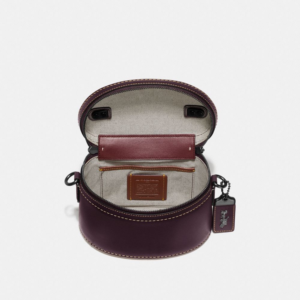 COACH®,TRAIL BAG,Leather,Pewter/Oxblood,Inside View,Top View