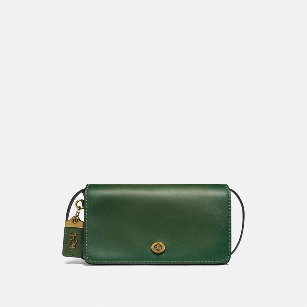 COACH®,DINKY,Leather,Mini,Brass/Hunter Green,Front View
