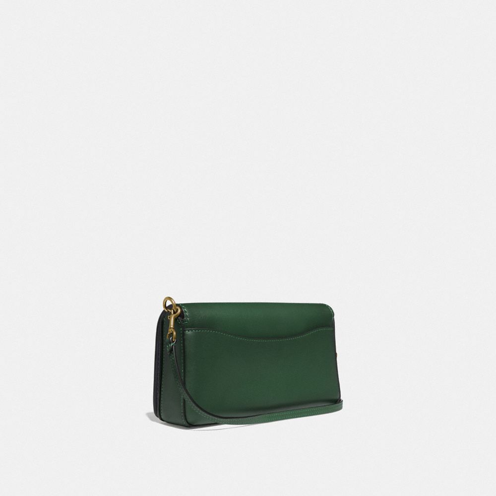 COACH®,DINKY,Leather,Mini,Brass/Hunter Green,Angle View