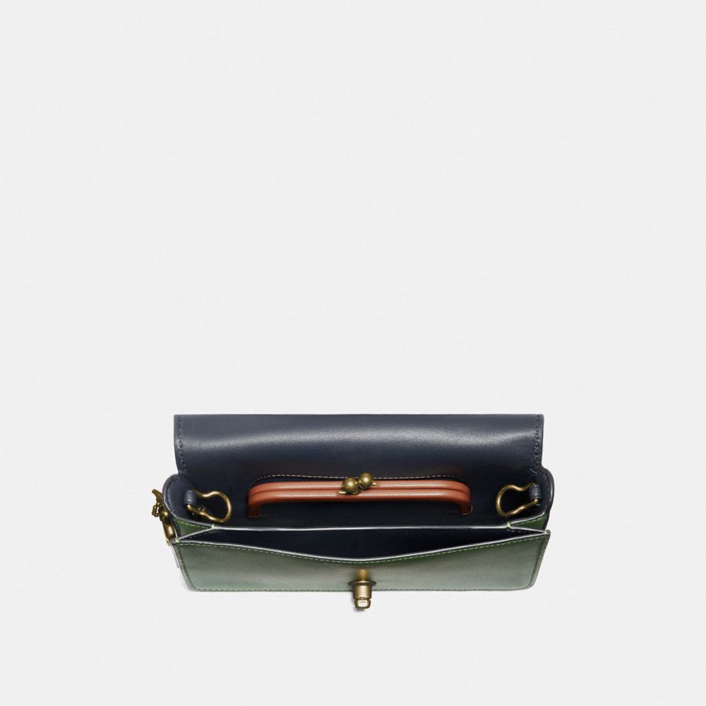 COACH®,DINKY,Leather,Mini,Brass/Hunter Green,Inside View,Top View