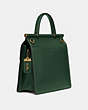 COACH®,WILLIS TOP HANDLE,Leather,Medium,Brass/Hunter Green,Angle View