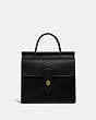 COACH®,WILLIS TOP HANDLE,Leather,Medium,Brass/Black,Front View