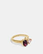 COACH®,SIGNATURE CRYSTAL CLUSTER RING,Plated Brass,Gold/Red,Front View