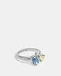 COACH®,SIGNATURE CRYSTAL CLUSTER RING,Plated Brass,Silver/Blue,Front View