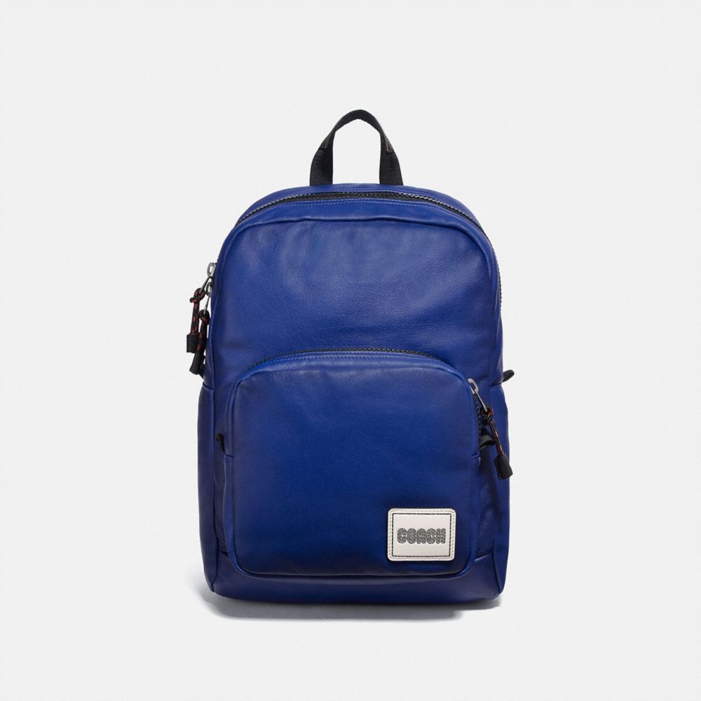 COACH®,PACER TALL BACKPACK WITH COACH PATCH,Leather,X-Large,Black Copper/Sport Blue,Front View