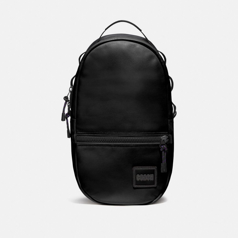 COACH®,PACER BACKPACK WITH COACH PATCH,Leather,Large,Black Copper/Black,Front View