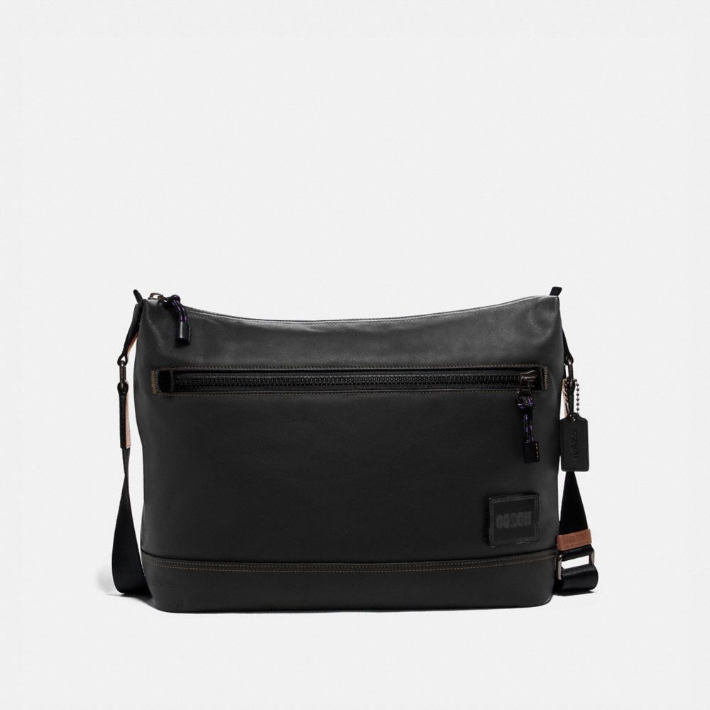 COACH®,PACER MESSENGER,Smooth Leather,Black Copper/Black,Front View image number 0