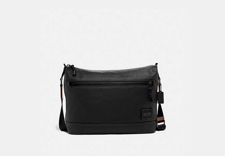 COACH®,PACER MESSENGER,Smooth Leather,Black Copper/Black,Front View