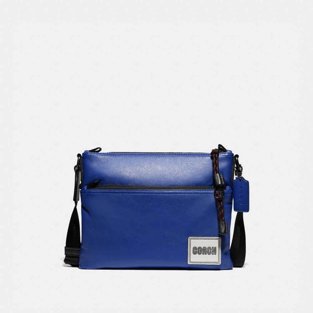 COACH®,PACER CROSSBODY WITH COACH PATCH,Leather,Mini,Black Copper/Sport Blue,Front View