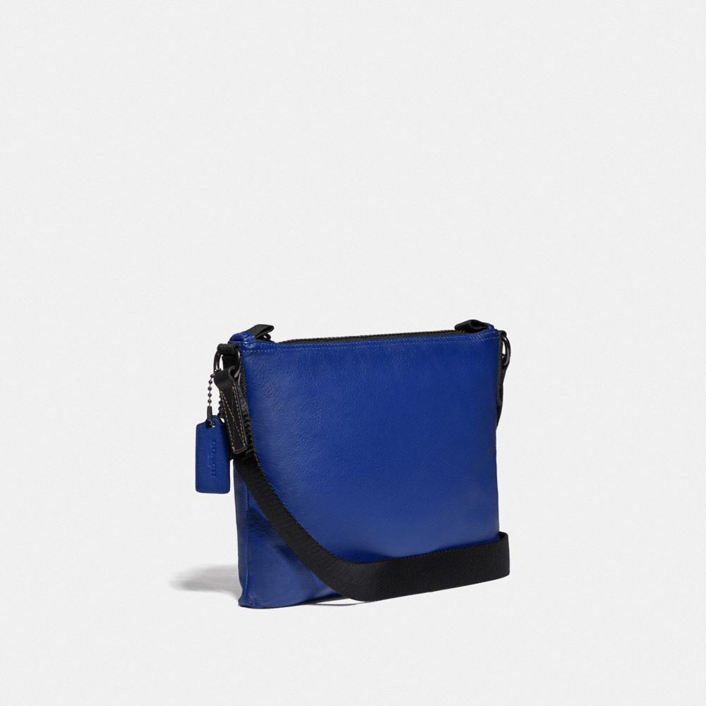 COACH®,PACER CROSSBODY WITH COACH PATCH,Leather,Mini,Black Copper/Sport Blue,Angle View