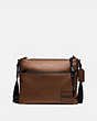 COACH®,PACER CROSSBODY WITH COACH PATCH,Leather,Mini,Saddle/Black Copper,Front View