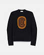 COACH®,COACH INTARSIA SWEATER,wool,Black,Front View