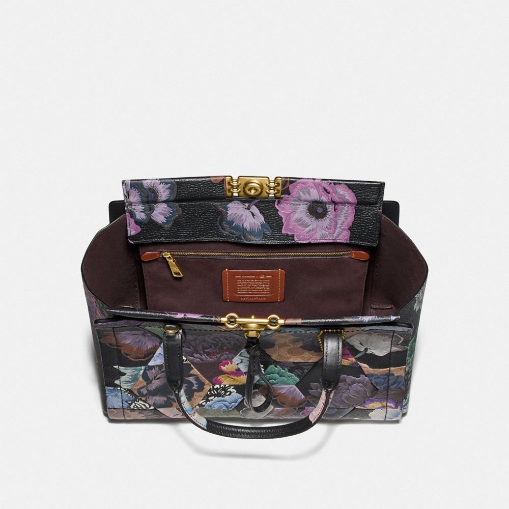 COACH®,TROUPE CARRYALL 35 IN SIGNATURE CANVAS WITH KAFFE FASSETT PRINT,pvc,Large,Brass/Tan Multi,Inside View,Top View