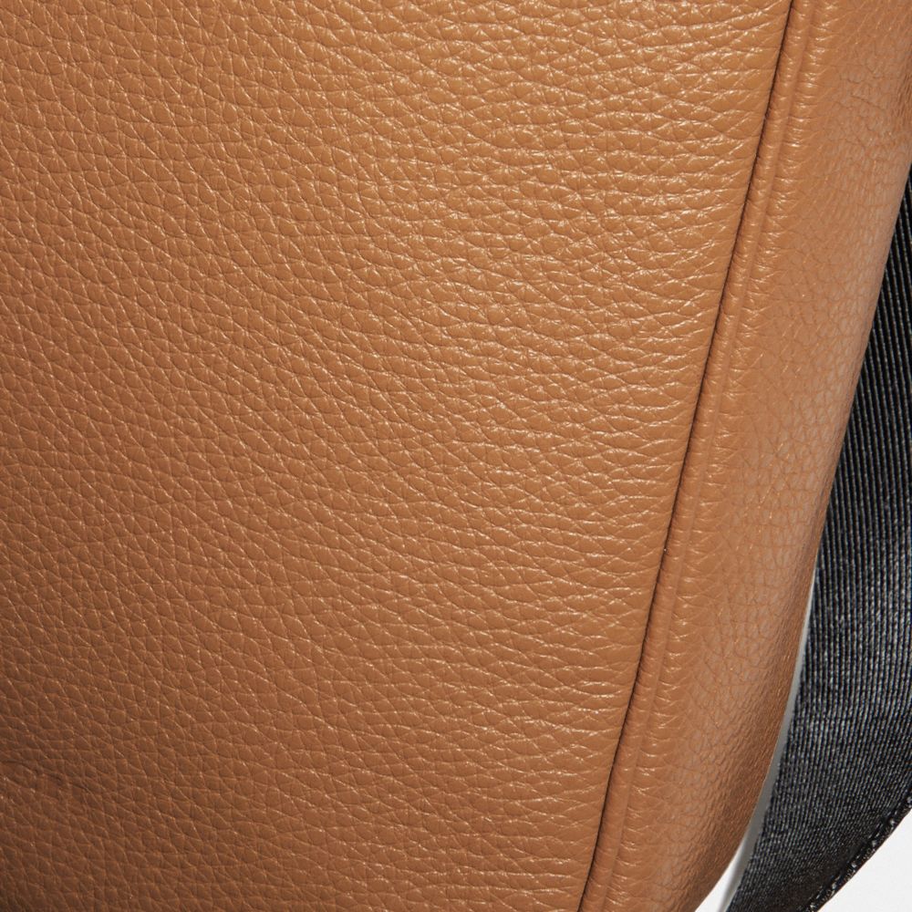 COACH®,METROPOLITAN SOFT PACK,Pebble Leather,Gunmetal/Light Saddle,Closer View