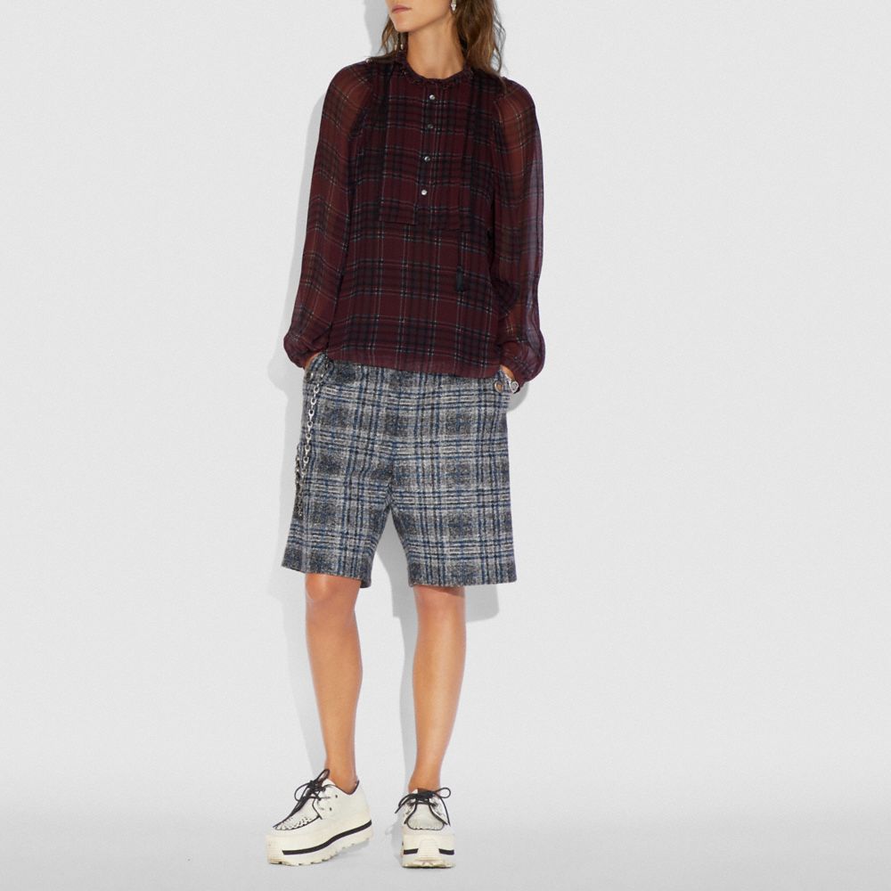 COACH®,PRINTED BLOUSE,Silk,Wine,Scale View