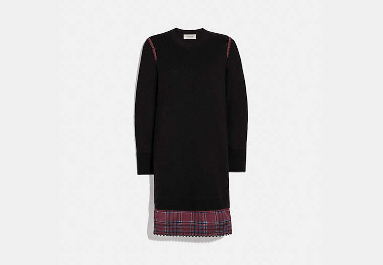 COACH®,SWEATER DRESS,wool,Black,Front View