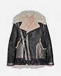COACH®,OVERSIZED SHEARLING AVIATOR JACKET,Shearling,Black/Pink,Front View