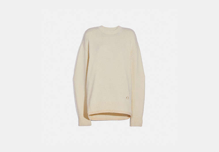 COACH®,CREWNECK ESSENTIALS,Mixed Material,Ivory,Front View