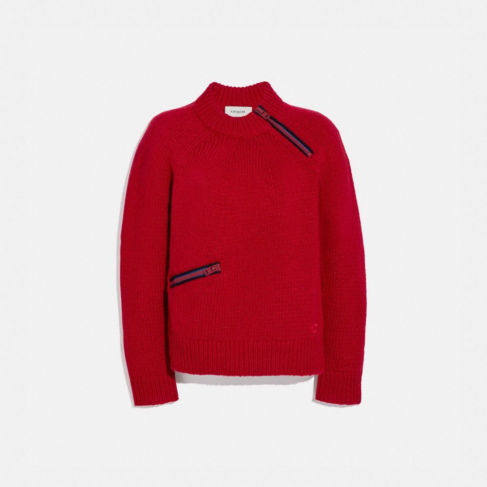 Fitted Crewneck Sweater With Zips