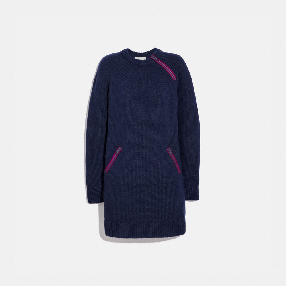 Crewneck Sweater Dress With Zips