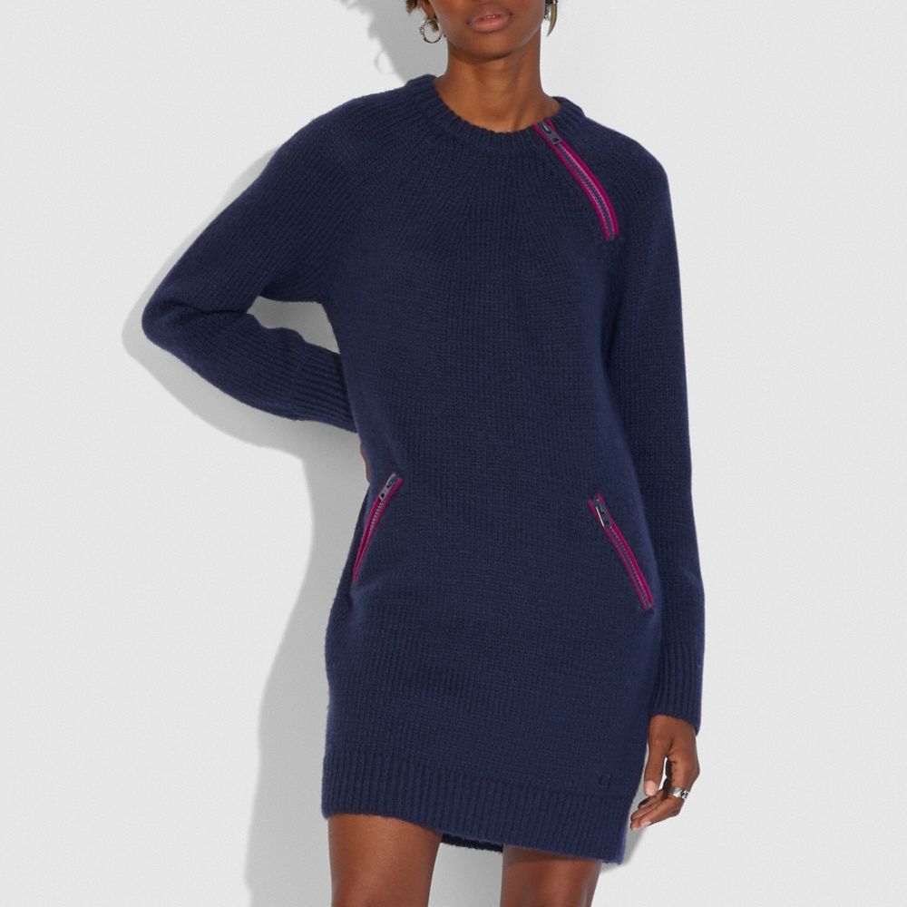 Crewneck Sweater Dress With Zips