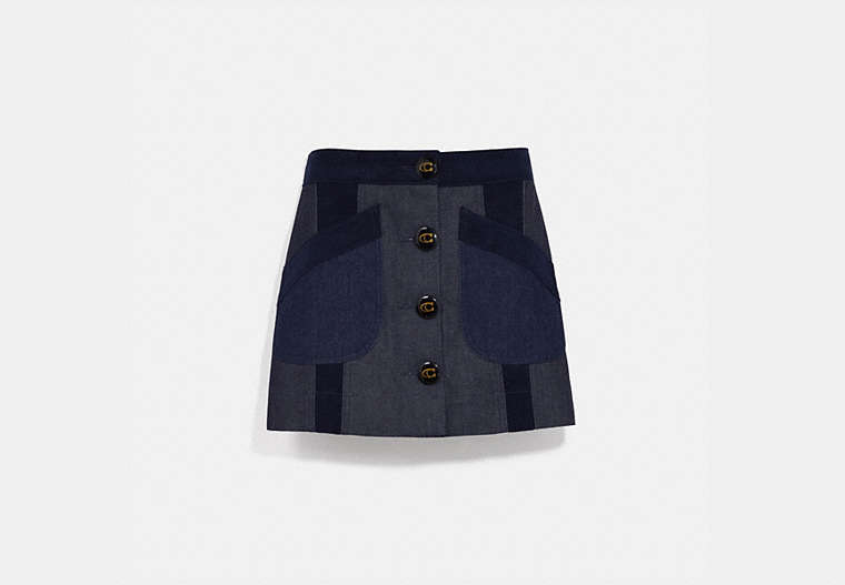 Denim Skirt With Corduroy Detail