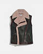 COACH®,SHEARLING VEST,Shearling,Black/Pink,Front View