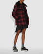 COACH®,PLAID WOOL COAT WITH SHEARLING TRIM,wool,Red/Black,Scale View