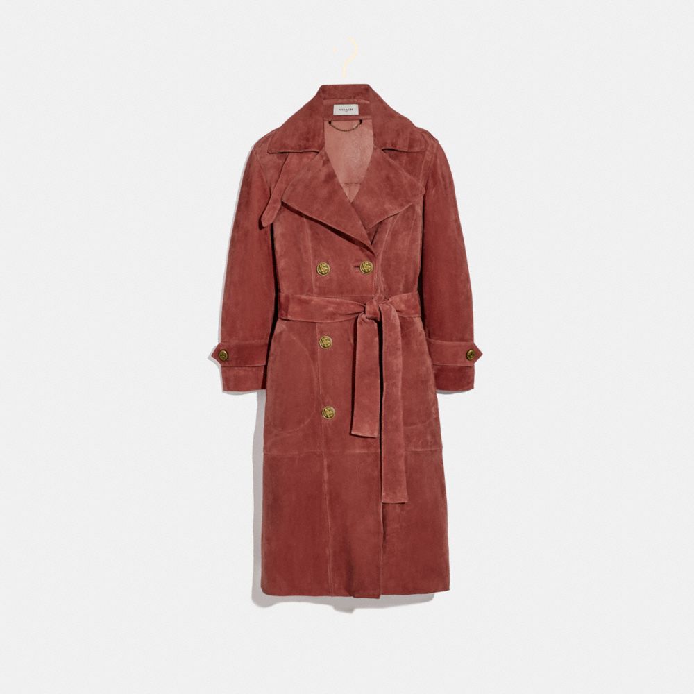 Coach suede 2025 trench coat