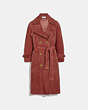 COACH®,DRAPEY SUEDE TRENCH COAT,Suede,Rose,Front View