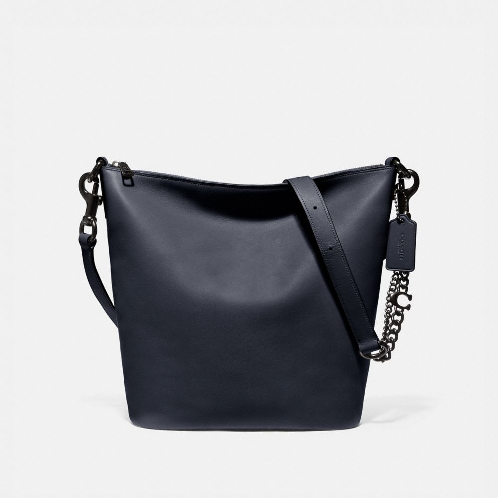 COACH®,SIGNATURE CHAIN DUFFLE,Leather,Large,Pewter/Midnight Navy,Front View