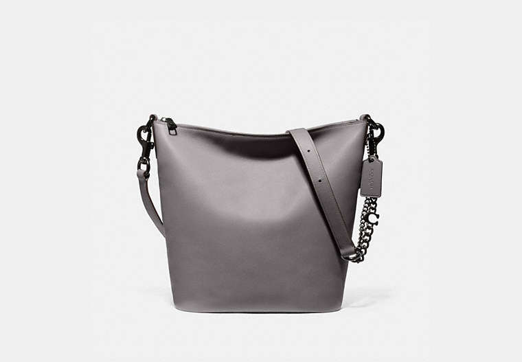 COACH®,SIGNATURE CHAIN DUFFLE,Leather,Large,Pewter/Heather Grey,Front View