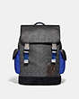 COACH®,RIVINGTON BACKPACK IN SIGNATURE CANVAS WITH COACH PATCH,Signature Coated Canvas/Smooth Leather/Suede/Cord...,Black Copper/Black,Front View