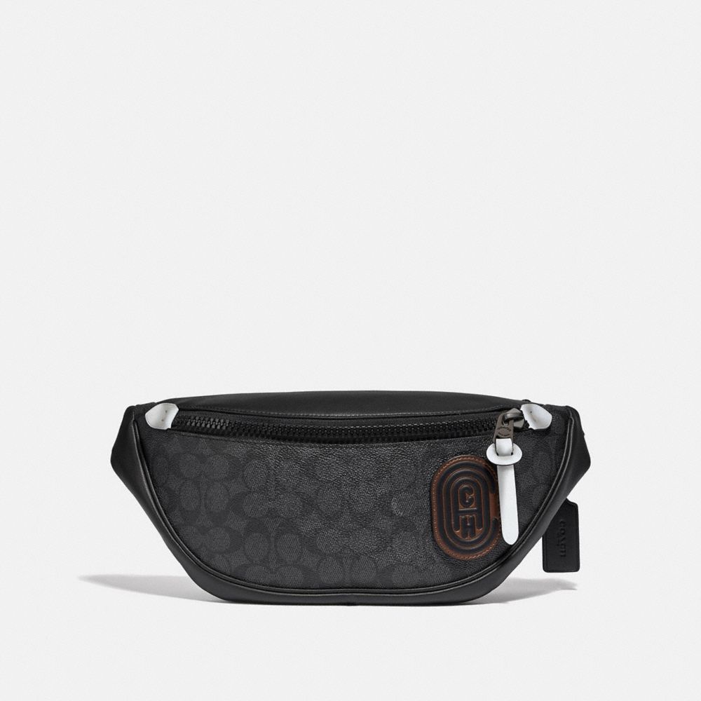 Coach Signature Canvas Blocking Rivington Belt Bag for Men