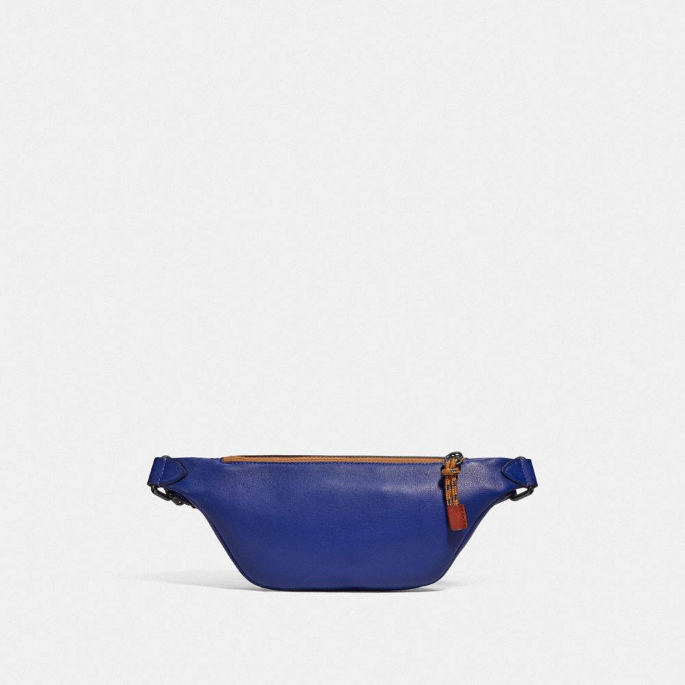 COACH®,RIVINGTON BELT BAG 7 WITH REFLECTIVE COACH PATCH,Leather,Black Copper/Sport Blue Multi,Back View