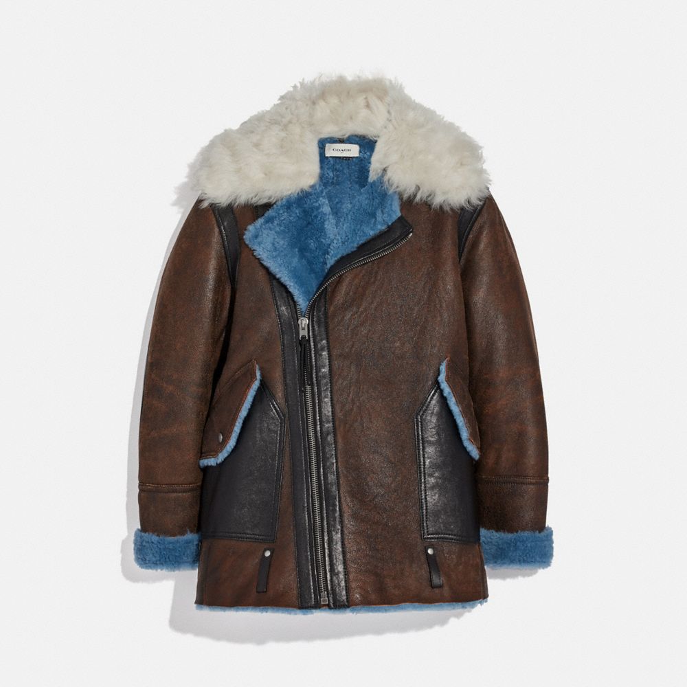 Shearling aviator hot sale coat mens