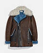 COACH®,SHEARLING AVIATOR JACKET,Leather,BLUE,Front View