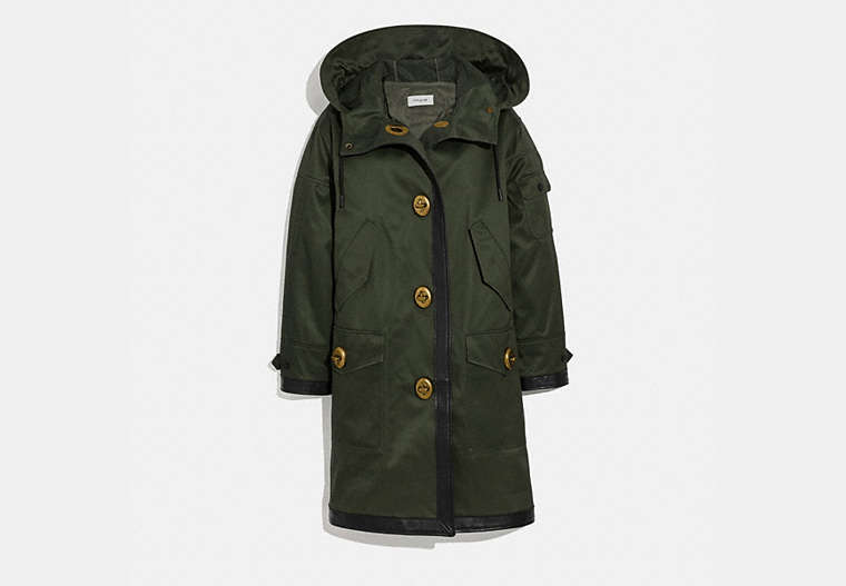 Long Parka With Leather Trim