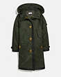 Long Parka With Leather Trim