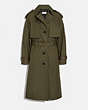 COACH®,COTTON TRENCH COAT,wool,MILITARY GREEN,Front View