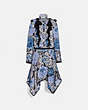 COACH®,PLEATED DRESS WITH KAFFE FASSETT PRINT,Jacquard,Black/Blue,Front View
