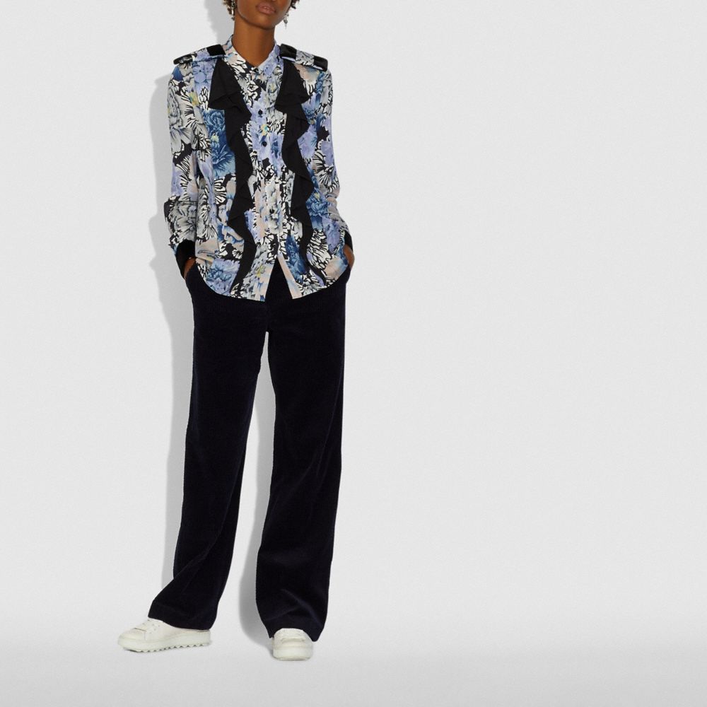 COACH®,Pleated Blouse With Kaffe Fassett Print,,Scale View