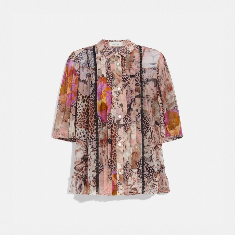 Button Down Blouse With Kaffe Fassett Print