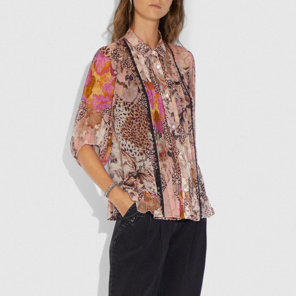 Button Down Blouse With Kaffe Fassett Print