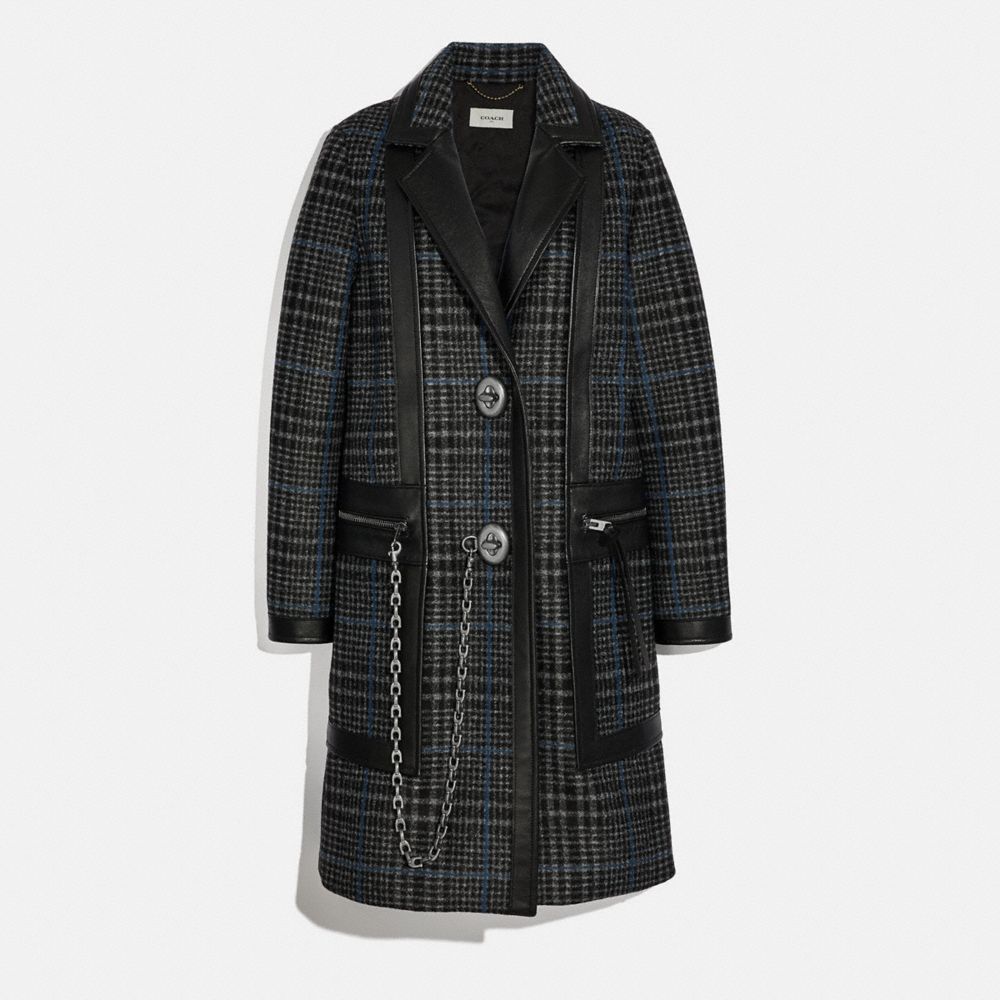 Tailored Wool Coat With Leather Detail